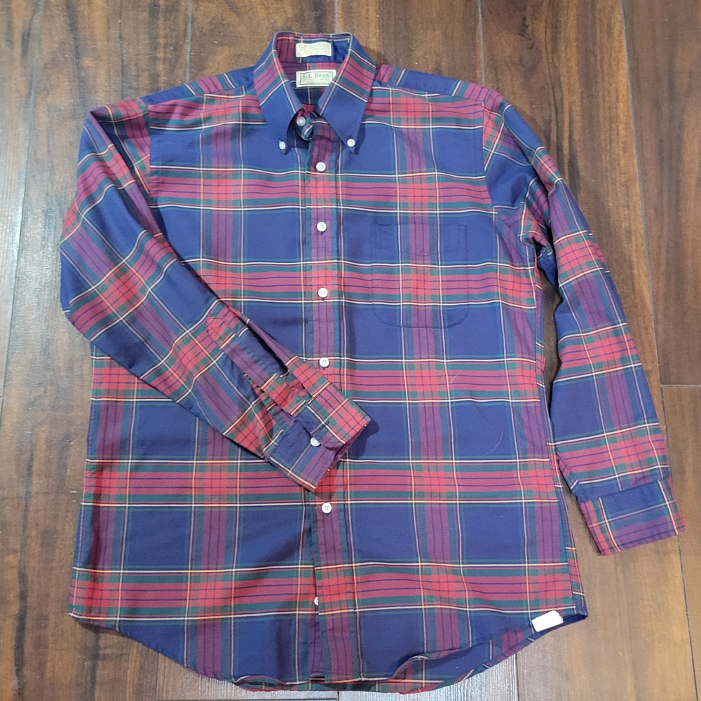 Men's LL Bean Plaid Shirt - Blue and Red
